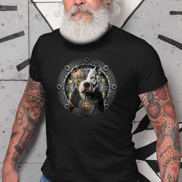 Pitbull Dad Viking Nordic Vikings Pit Bul Warrior Themed Old Men T-shirt