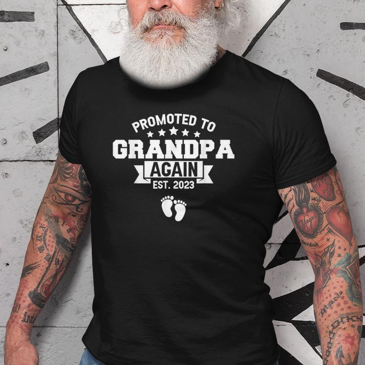 Promoted To Grandpa Again 2023 Funny Baby Announcement Party Old Men T-shirt