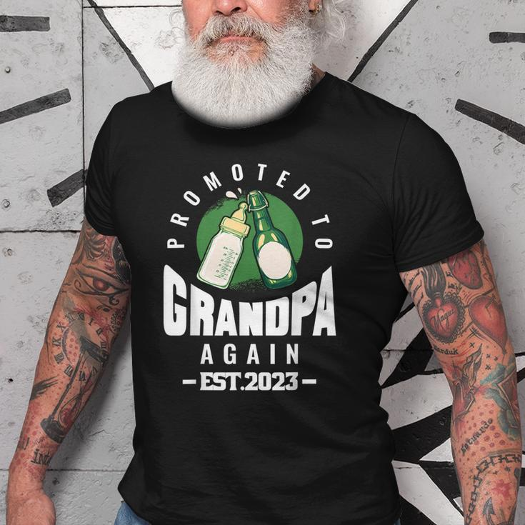 Promoted To Grandpa Again Est 2023 Pregnancy Announcement Old Men T-shirt Graphic Print Casual Unisex Tee