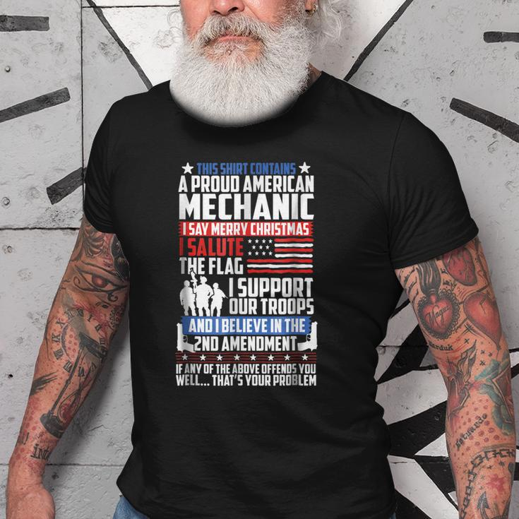 Proud American Mechanic Salute Support 2Nd Amendment Old Men T-shirt