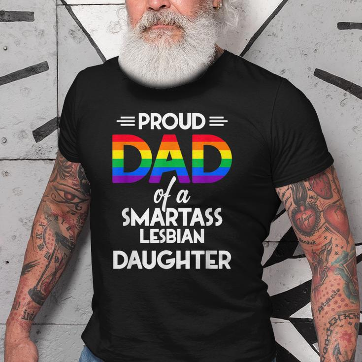 Proud Dad Of A Smartass Lesbian Daughter Lgbt Parent Gift Old Men T-shirt