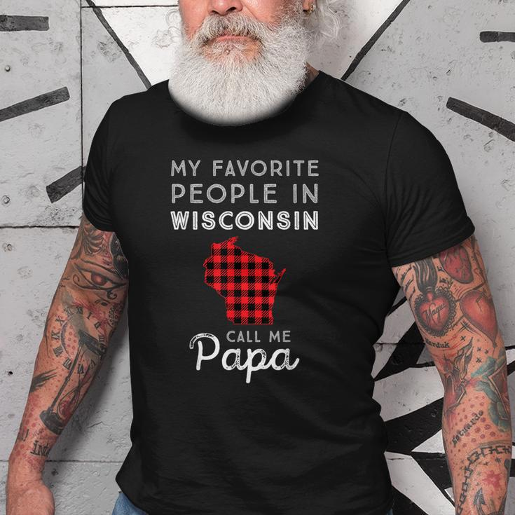 Red Plaid Dad Grandpa Gift Favorite People In Wisconsin Papa Gift For Mens Old Men T-shirt