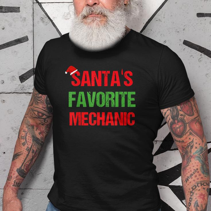 Santas Favorite Mechanic Funny Ugly Christmas Gift Old Men T-shirt