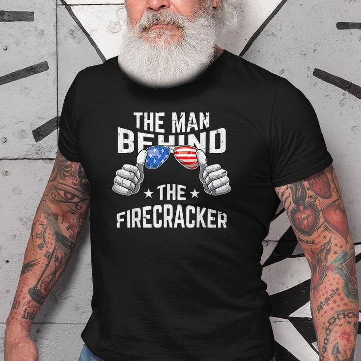 The Man Behind The Firecracker 4Th Of July Pregnancy New Dad Old Men T-shirt