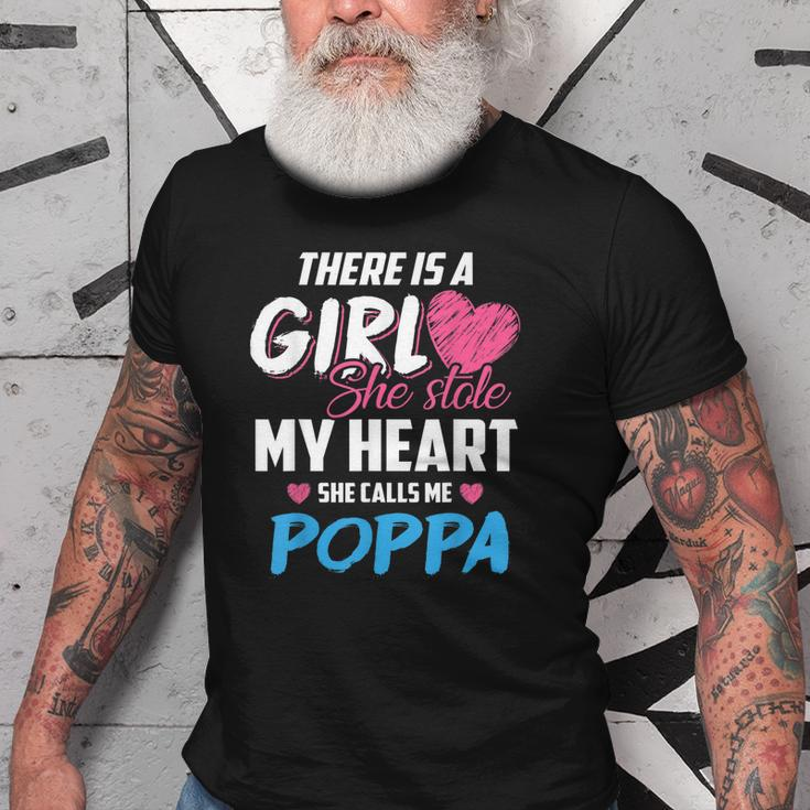 There Is A Girl She Stole My Heart She Calls Me Poppa Gift For Mens Old Men T-shirt