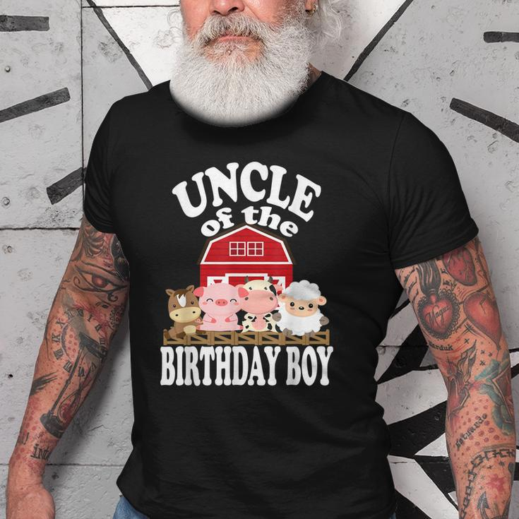 Uncle Of The Birthday Boy Farming Animals Bday Party Old Men T-shirt