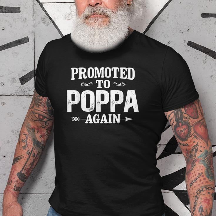 Vintage Promoted To Poppa Fathers Day New Dad Grandpa Old Men T-shirt