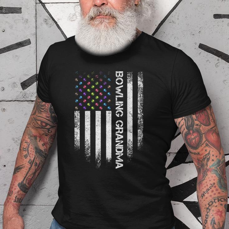 Vintage Usa American Flag Bowling Grandma Bowler Distressed Old Men T-shirt