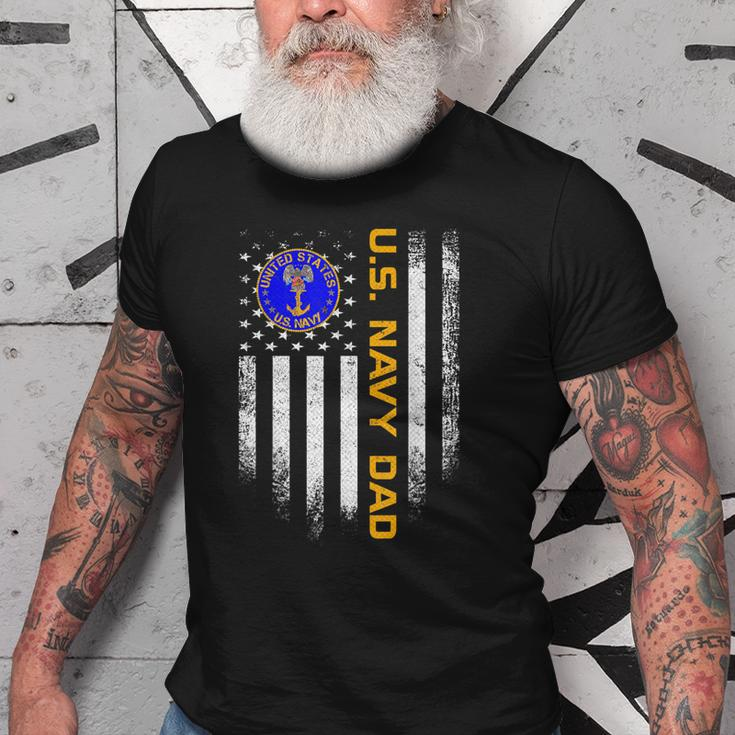 Vintage Usa American Flag Us Navy Proud Dad Veteran Military Old Men T-shirt