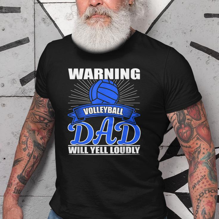 Warning Volleyball Dad Will Yell Loudly Funny Father Gift Old Men T-shirt