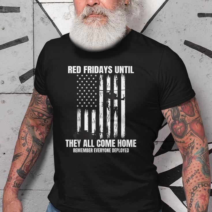Wear Red On Fridays Military Remember Everyone Deployed Flag Old Men T-shirt