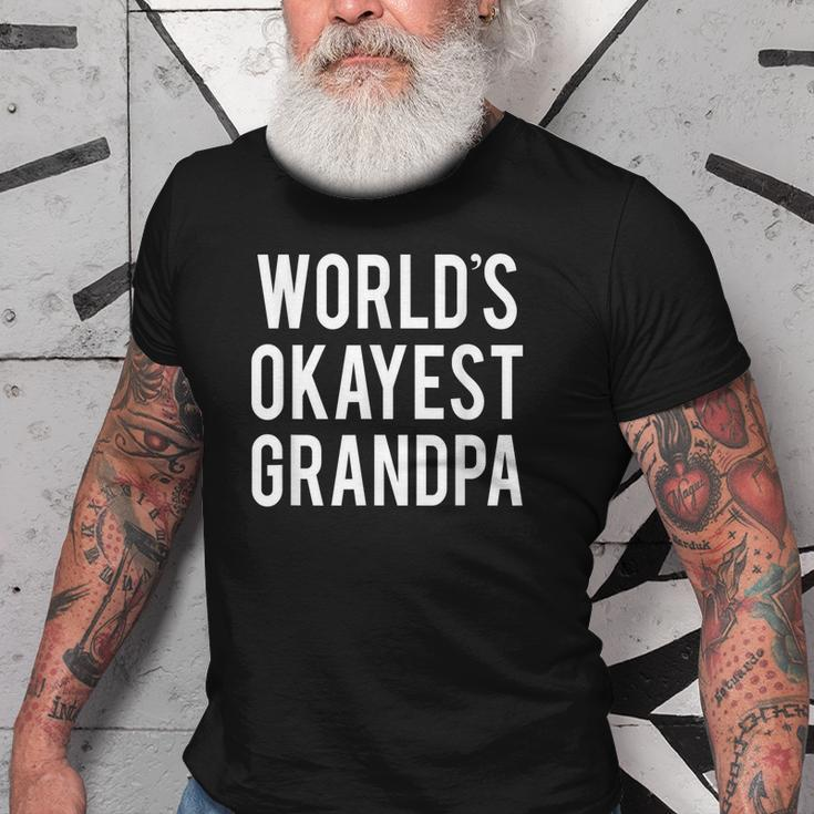 Worlds Okayest Grandpa Funny Funny Grandfather Gift For Mens Old Men T-shirt