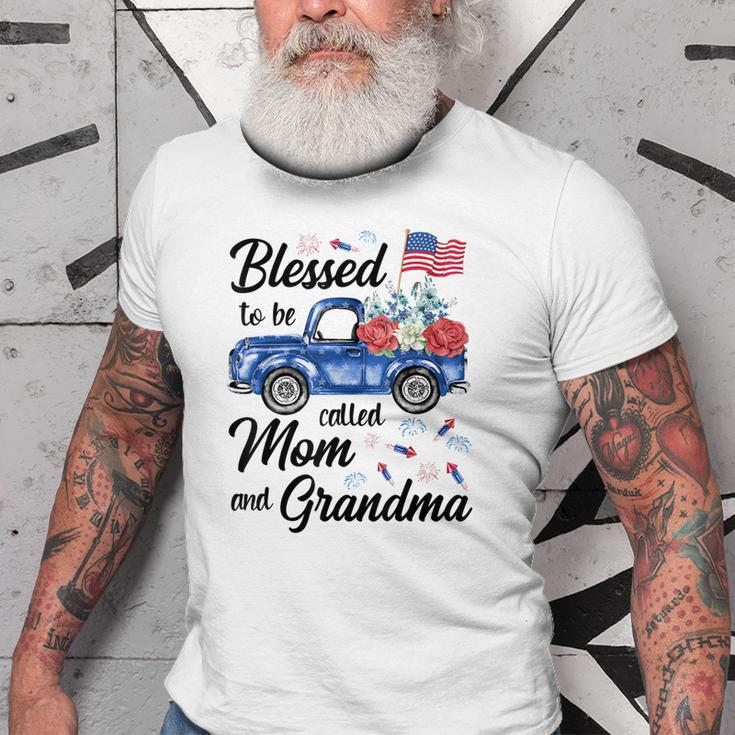 4Th July American Flag Patriotic Blessed Mom Grandma Gift For Women Old Men T-shirt