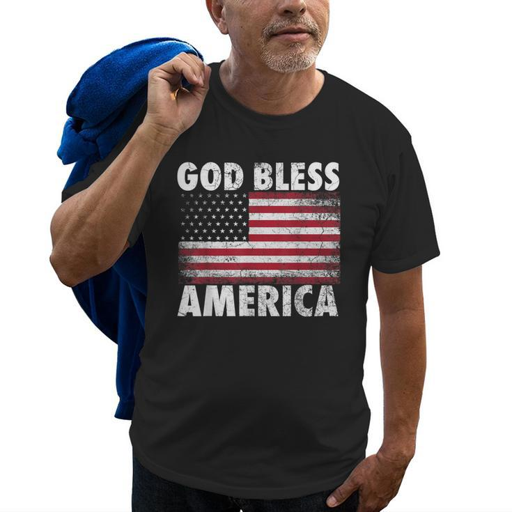 4Th Of July Gift For Grandpa Grandma America Flag God Bless Old Men T-shirt