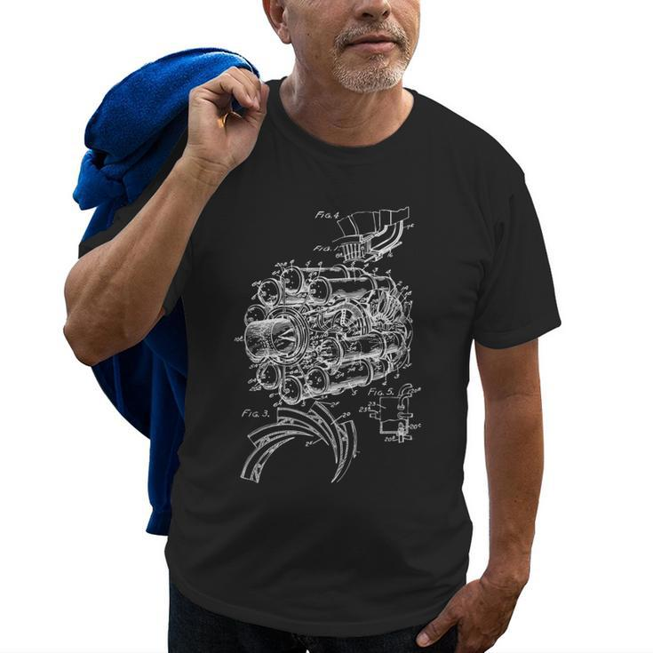 Aircraft Mechanic  Engineer Jet Engine Drawing Old Men T-shirt