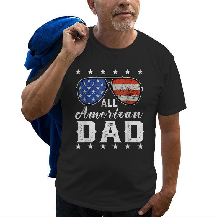 All American Dad 4Th Of July Usa America Flag Sunglasses Old Men T-shirt