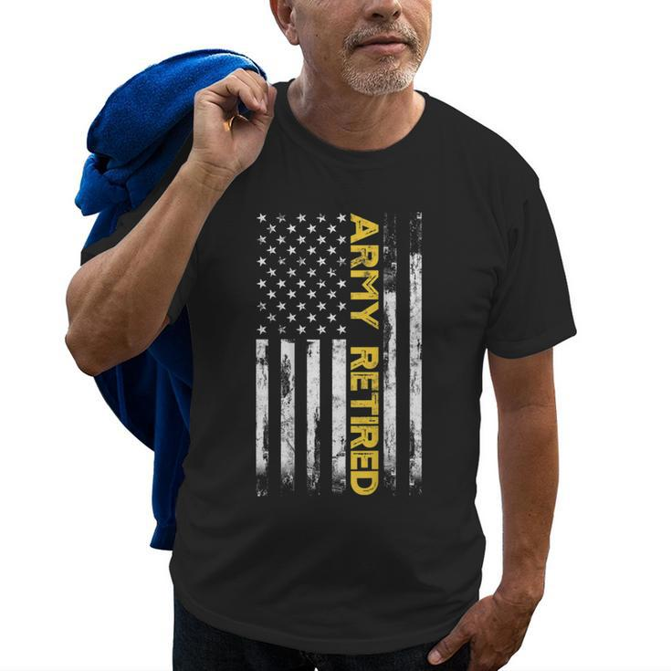 Army Retired Military Us Army Thin Gold Line American Flag Old Men T-shirt
