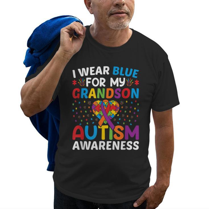 Autism Awareness Grandma Grandpa I Wear Blue For My Grandson Old Men T-shirt