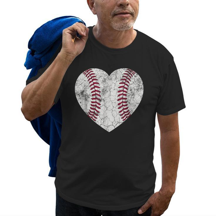 Baseball Heart  Cute Mom Dad Men Women Softball Old Men T-shirt