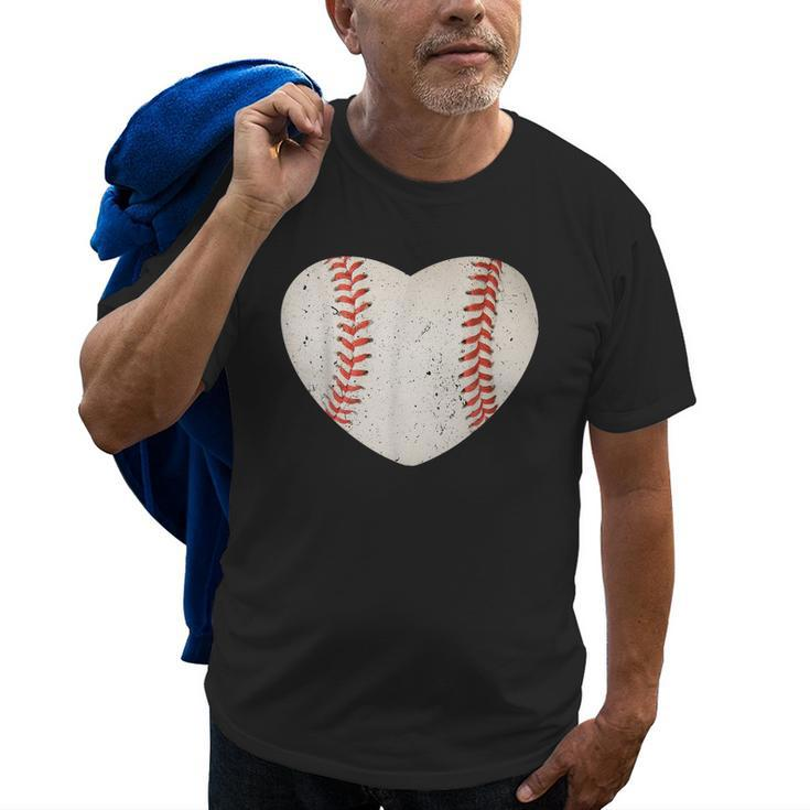 Baseball Heart Cute Mom Dad Softball Mothers Day Sports Day Old Men T-shirt