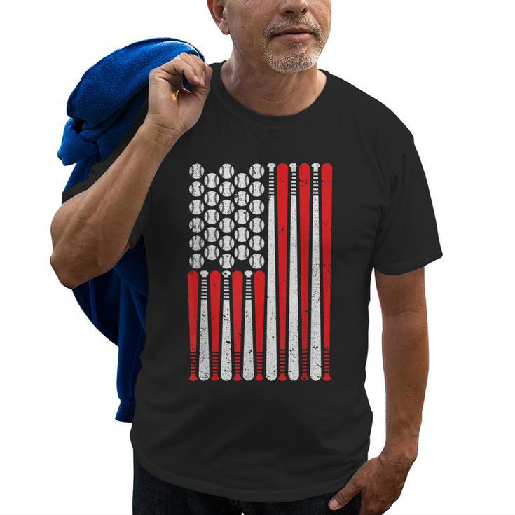 Baseball Usa Flag  Dad Grandpa Patriotic Baseball Old Men T-shirt