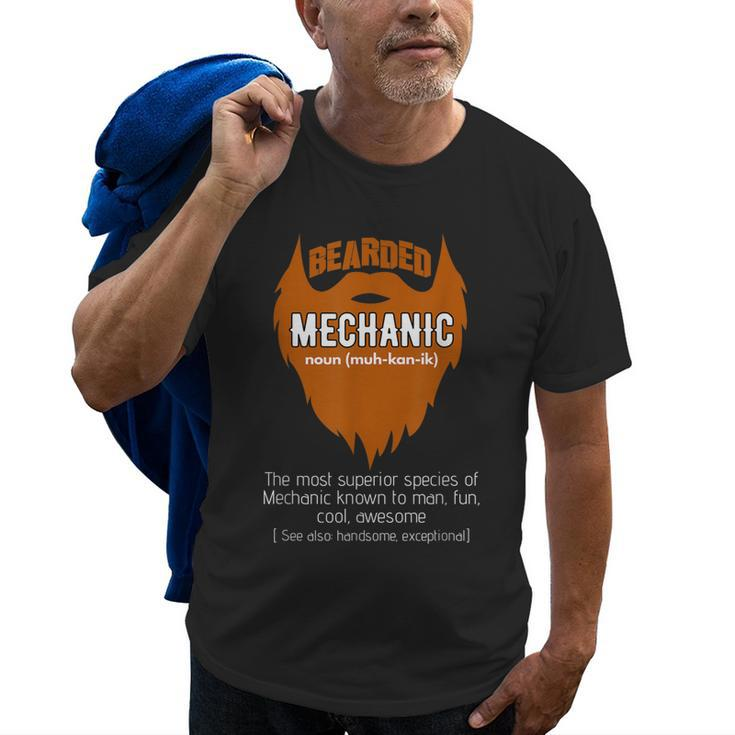 Bearded Mechanic Beard Design Mechanical Gift For Mens Old Men T-shirt