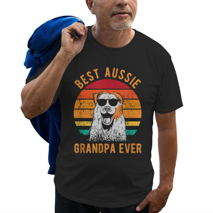 Best Aussie Grandpa Ever Dog Grandpa Australian Shepherd Gift For Mens Old Men T-shirt