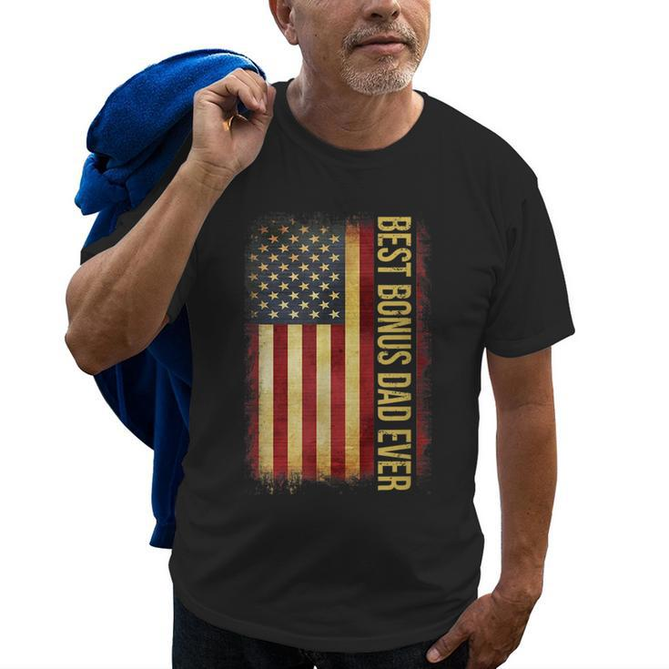 Best Bonus Dad Ever American Flag Fathers Day Gift Old Men T-shirt