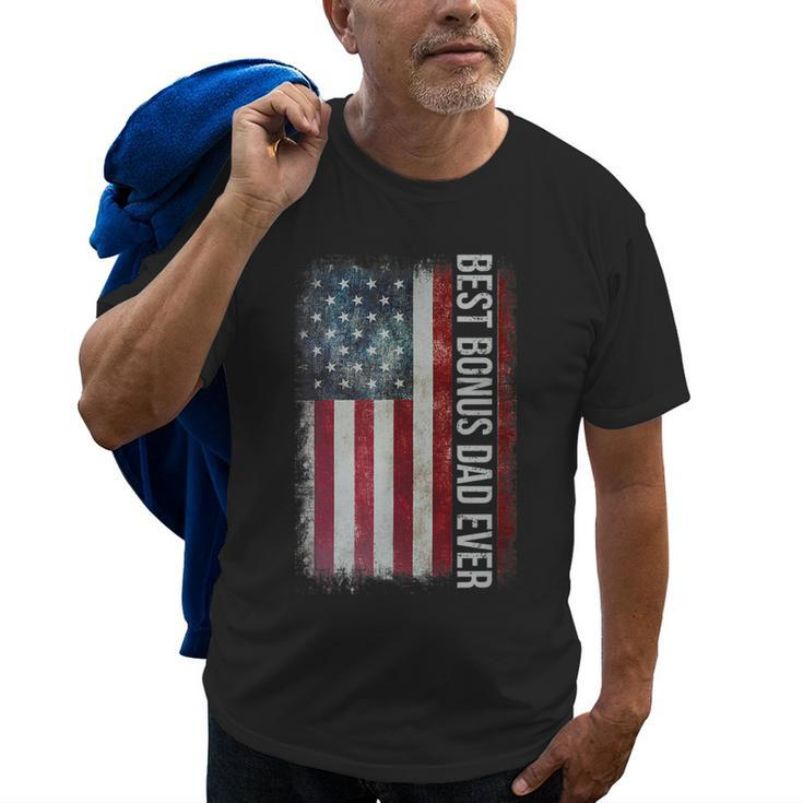 Best Bonus Dad Ever Fathers Day American Flag For Dad Old Men T-shirt