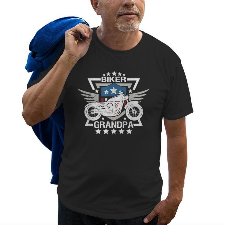Biker Grandpa American Flag Usa Patriotic Motorcycle Gift For Mens Old Men T-shirt