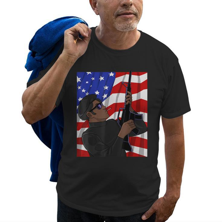 Black Soldier African American Military Veteran Us Flag Old Men T-shirt