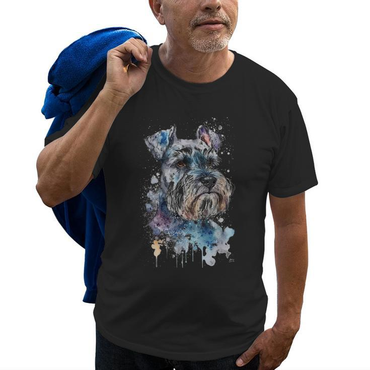 Colorful Miniature Schnauzer Dog Love Dad Mom Boy Girl Funny Old Men T-shirt