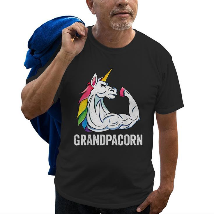 Cute Unicorn Grandpa Girl Birthday Party Apparel Grandpacorn Gift For Mens Old Men T-shirt