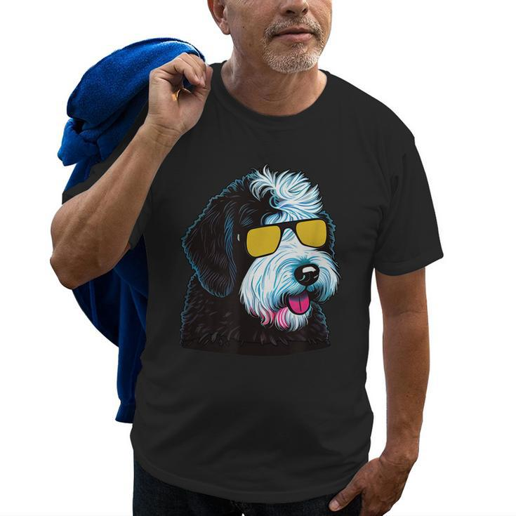 Dad Mom Cool Dog Sunglasses Sheepadoodle Old Men T-shirt