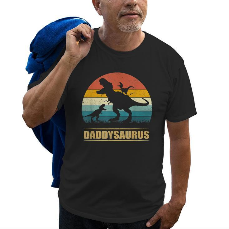 Daddy Dinosaur Daddysaurus 2 Kids Fathers Day Gift For Dad Old Men T-shirt