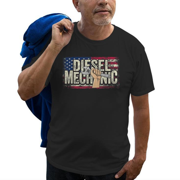 Diesel Mechanic American Flag  Truck Mechanic Gift Old Men T-shirt