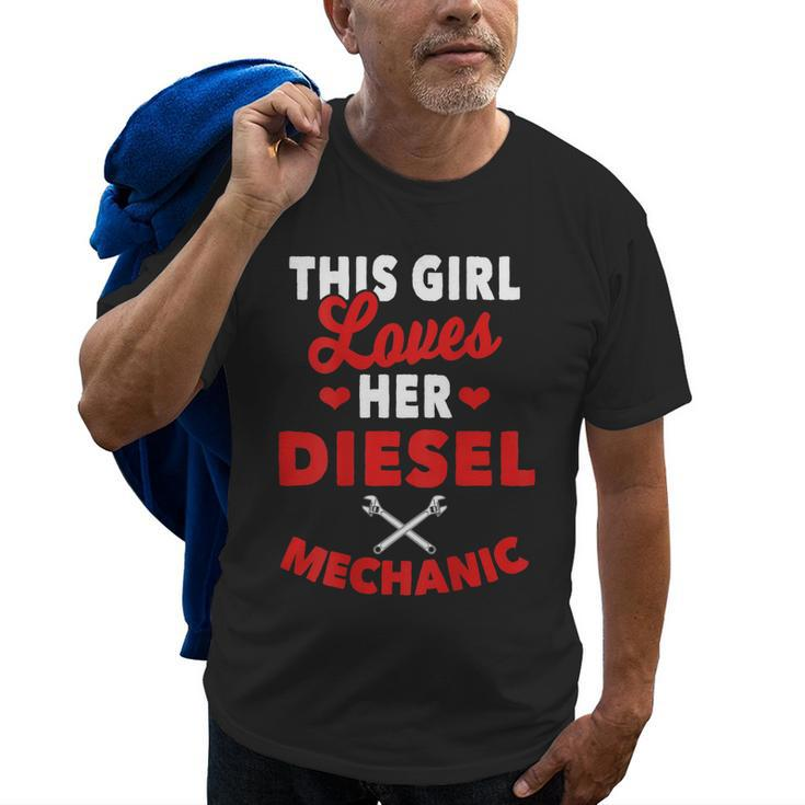 Diesel Mechanic Gifts Wife Girlfriend Design On Back Old Men T-shirt