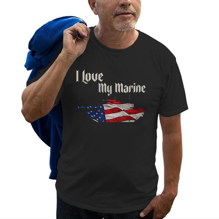 Distressed Support Military I Love My Marine Flag Marine Old Men T-shirt