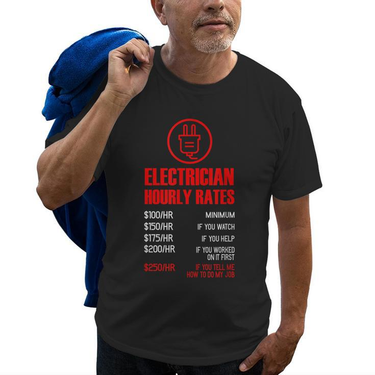 Electrician Hourly Rates  | Funny Mechanic  Idea Old Men T-shirt