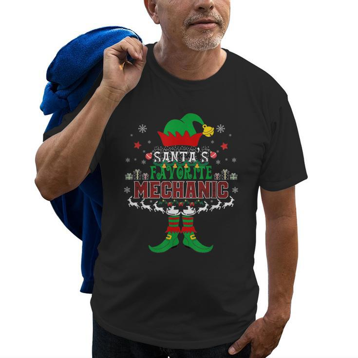 Elf Xmas Santas Favorite Mechanic Ugly Sweater Gift Old Men T-shirt