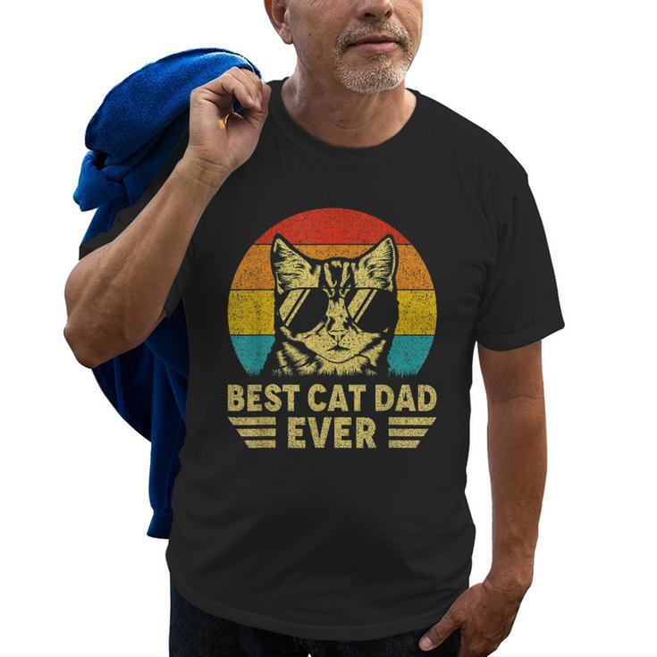 Fathers Day Vintage Best Cat Dad Ever Retro Gift For Cat Old Men T-shirt