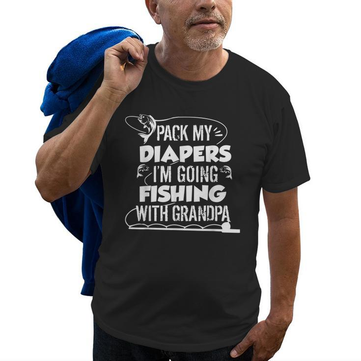 Fishing Rod Pack My Diapers Im Going Fishing With Grandpa Gift For Mens Old Men T-shirt