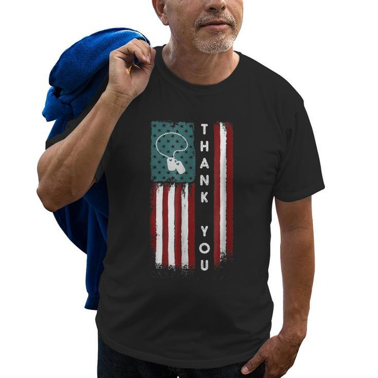 Flag And Dog Tag Military Thank You Old Men T-shirt