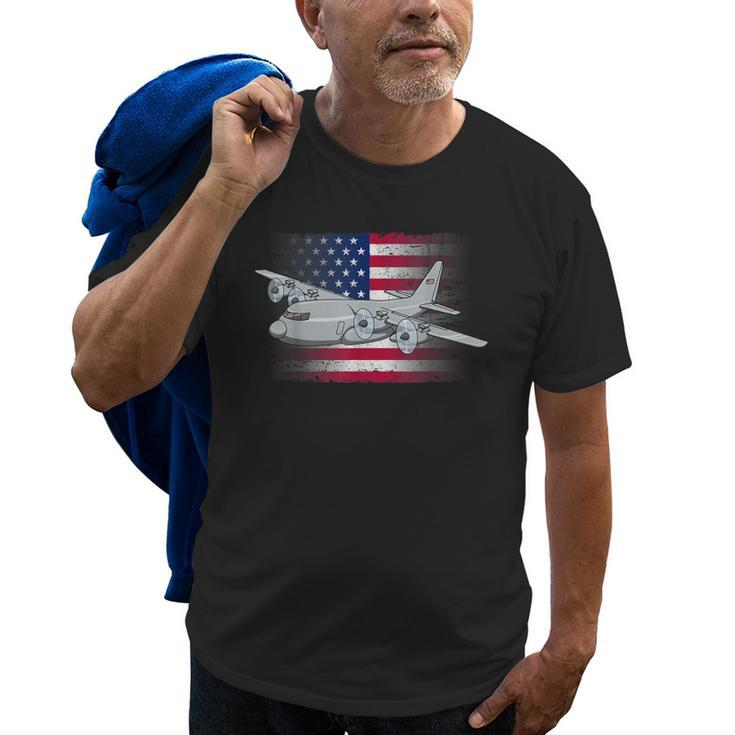 Flying C130 American Flag Military Airplane C130 Hercules Old Men T-shirt