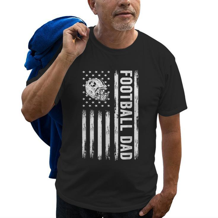 Football Dad American Flag Proud Dad Of Ballers Fathers Day Old Men T-shirt
