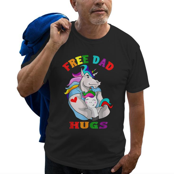 Free Dad Hugs Lgbt Gay Pride Unicorn Fathers Day Old Men T-shirt