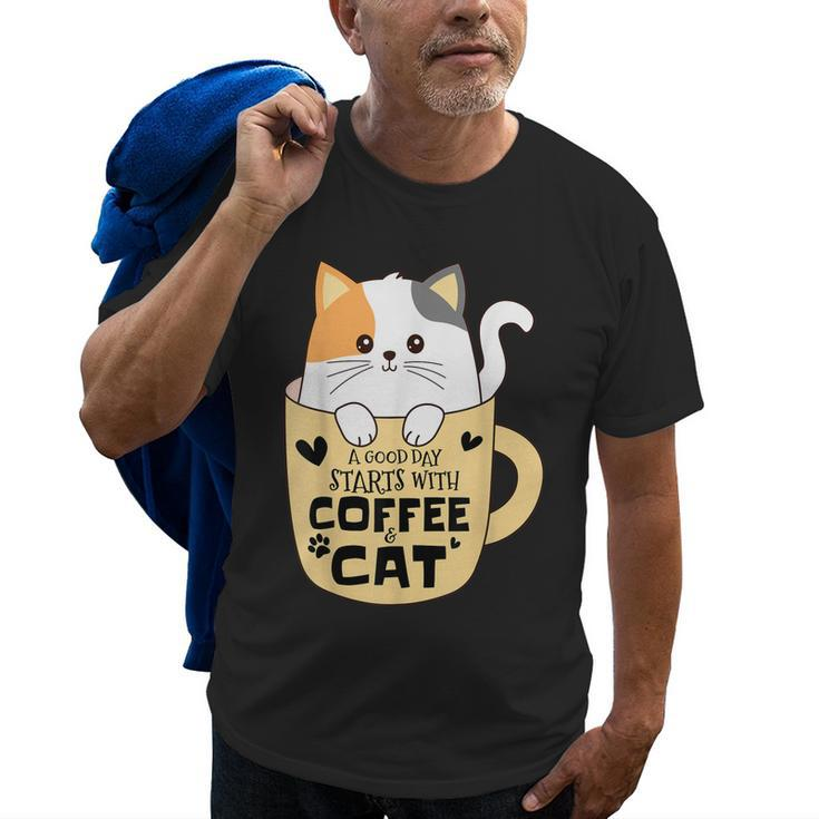 Funny Cat  Cat Mom Cat Dad Cat Lovers Coffee Lover Old Men T-shirt