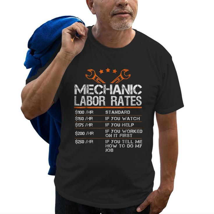 Funny Mechanic Labor Rates  Men Gift Hourly Rate Old Men T-shirt
