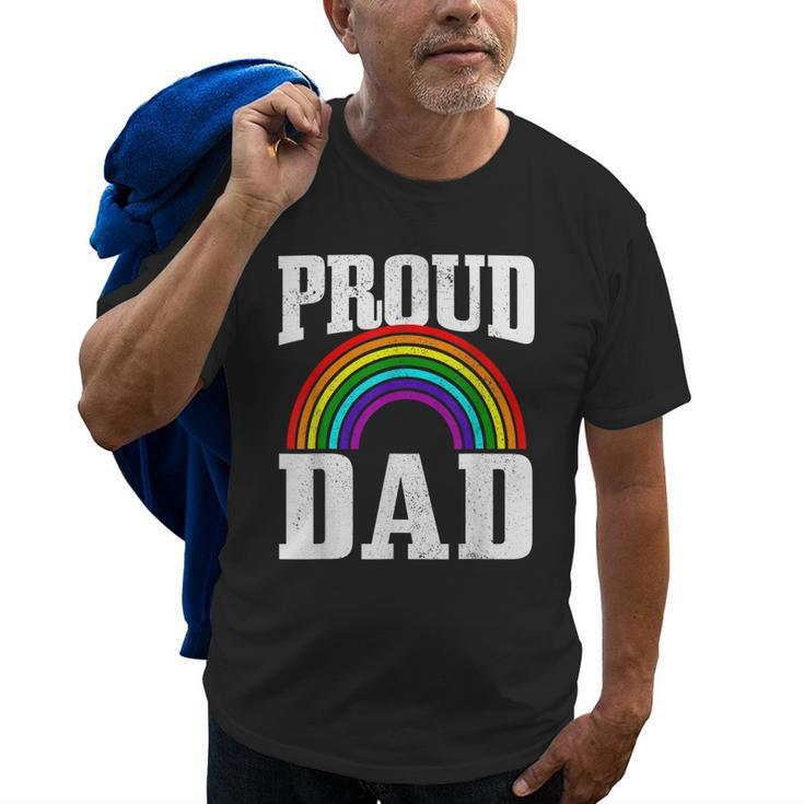 Gay Pride Proud Dad Parent Lgbtq Rainbow Flag Gay Son Old Men T-shirt