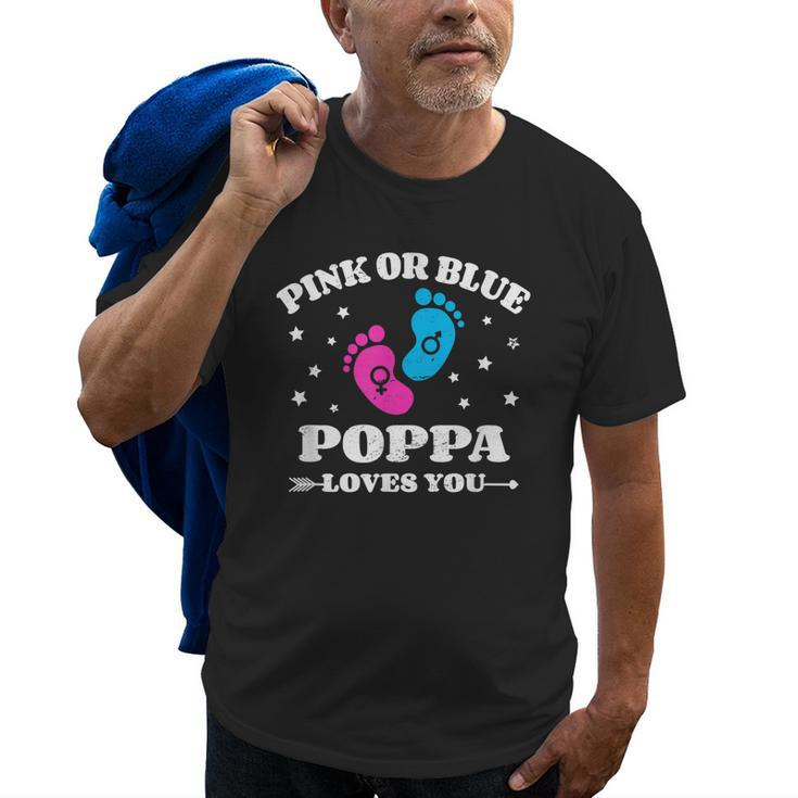 Gender Reveal Poppa Baby Shower Dad Pregnancy Announcement Old Men T-shirt